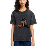 Tokyosol Crow And Pumpkin Back Washed T Shirt