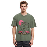 Tokyosol Cute Sushi Cat Eating Washed T Shirt