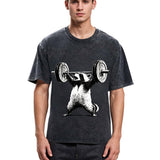 Tokyosol Raccoon Weightlifting Funny Washed T Shirt