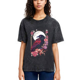 Tokyosol Goth Raven Moon Washed T Shirt