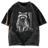 Tokyosol Funny Kawaii Raccoon Washed T Shirt