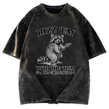 Tokyosol Funny Raccoon Charm Washed T Shirt