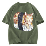 Tokyosol Sushi Cat Washed T Shirt