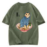Tokyosol Japanese Cat On Ramen Washed T Shirt