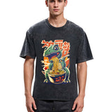 Tokyosol Cute Dinosaur Ramen Washed T Shirt