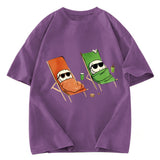 Tokyosol Funny Sushi Sunbathing Washed T Shirt