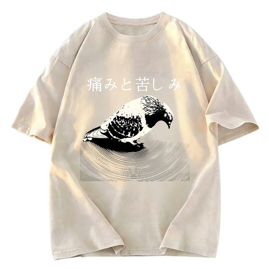 Tokyosol Anguish Pigeon Japanese Washed T Shirt