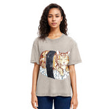 Tokyosol Sushi Cat Washed T Shirt