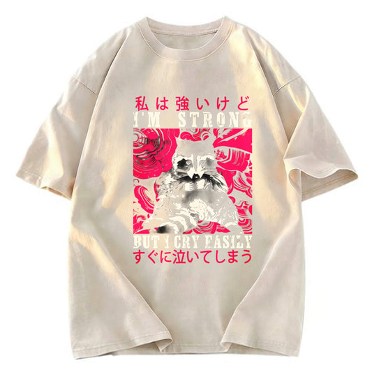 Tokyosol I Am Strong Raccoon Washed T Shirt