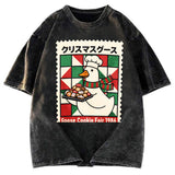 Tokyosol Funny Goose Christmas Washed T Shirt