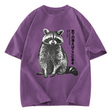 Tokyosol Funny Kawaii Raccoon Washed T Shirt