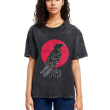 Tokyosol Viking Raven Crow Witchcraft Occult Pagan Washed T Shirt
