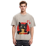 Tokyosol Japanese Ramen Black Cat Washed T Shirt