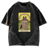 Tokyosol King Of Trash Raccoon Tarot Card Washed T Shirt