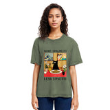 Tokyosol Cat Eating Pasta Washed T Shirt