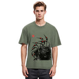 Tokyosol Retro Red Crowned Crane Washed T Shirt