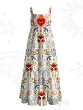 Sacred Flame Heart Wide Straps Maxi Dress