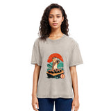 Tokyosol Otter Eating Sushi Washed T Shirt