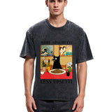 Tokyosol Cat Eating Pasta Washed T Shirt