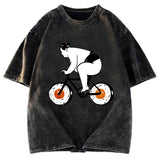 Tokyosol Sumo Riding A Sushi Bike Washed T Shirt