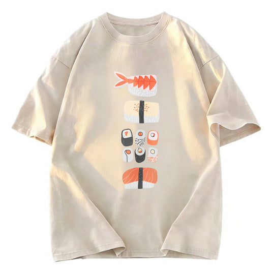 Tokyosol Japanese Sushi Nigiri Maki Roll Washed T Shirt