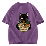 Tokyosol Cat Ramen Fanatic Washed T Shirt