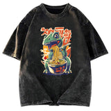 Tokyosol Cute Dinosaur Ramen Washed T Shirt