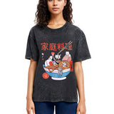 Tokyosol Ramen And Mini Cats Washed T Shirt