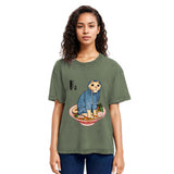 Tokyosol Japanese Cat On Ramen Washed T Shirt