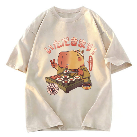 Tokyosol Sushi Chef Capybara Washed T Shirt