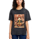 Tokyosol Kawaii Japanese Cute Ramen Cat Washed T Shirt