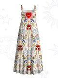 Sacred Flame Heart Wide Straps Maxi Dress