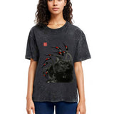 Tokyosol Retro Red Crowned Crane Washed T Shirt