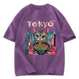 Tokyosol Tokyo Ramen Pink Cat Washed T Shirt