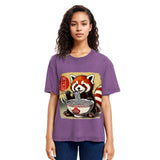 Tokyosol Cute Raccoon Eating Ramen Washed T Shirt