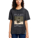 Tokyosol Raccoon Woke Up Again Washed T Shirt