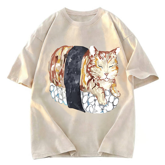 Tokyosol Sushi Cat Washed T Shirt
