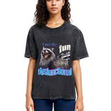 Tokyosol Fun Raccoon Meme Washed T Shirt