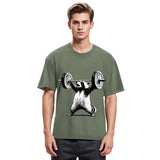 Tokyosol Raccoon Weightlifting Funny Washed T Shirt