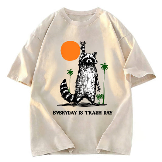Tokyosol Everyday Is Trash Day Raccoon Washed T Shirt