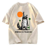 Tokyosol Everyday Is Trash Day Raccoon Washed T Shirt