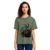 Tokyosol Retro Red Crowned Crane Washed T Shirt