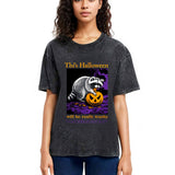 Tokyosol Trashy Halloween Raccoon Washed T Shirt