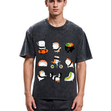Tokyosol Cute Sports Sushi Washed T Shirt