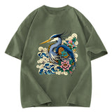 Tokyosol Japanese Blue Heron Washed T Shirt