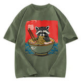 Tokyosol Ramen Lover Raccoon Washed T Shirt