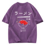 Tokyosol Fugu Ramen Japanese Retro Print Jean T Shirt