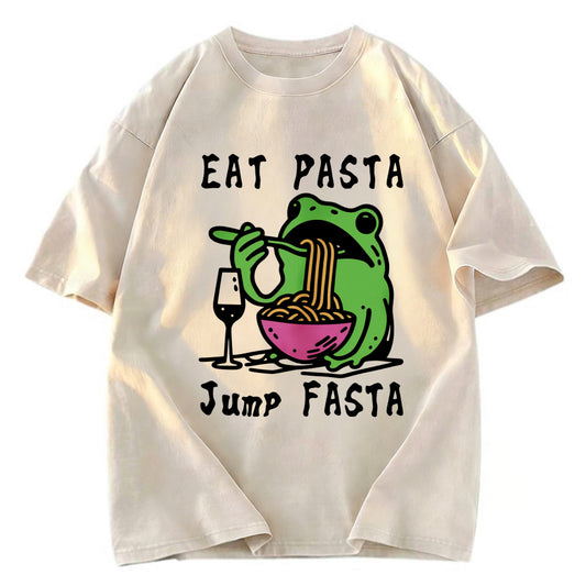 Tokyosol Eat Pasta Jump Fasta Washed T Shirt