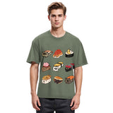 Tokyosol Cute Cat Sushi Washed T Shirt