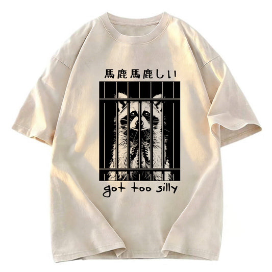 Tokyosol Raccoon Got Too Silly Washed T Shirt
